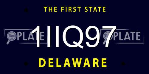 1IIQ97 Delaware License Plate