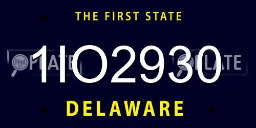 1IO2930 Delaware License Plate