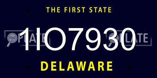 1IO7930 Delaware License Plate