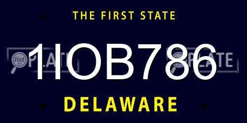 1IOB786 Delaware License Plate