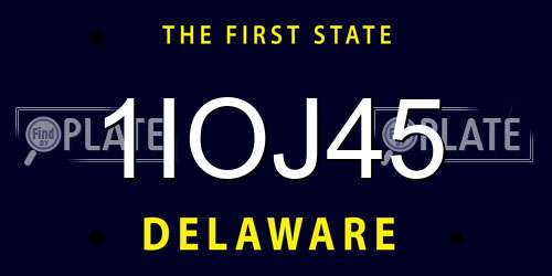 1IOJ45 Delaware License Plate