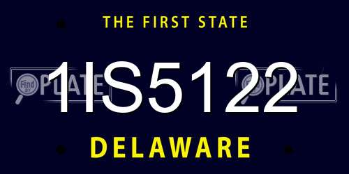 1IS5122 Delaware License Plate