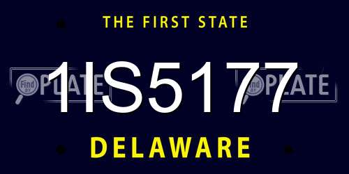 1IS5177 Delaware License Plate