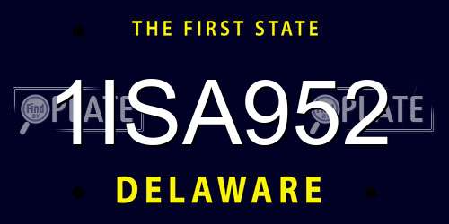 1ISA952 Delaware License Plate