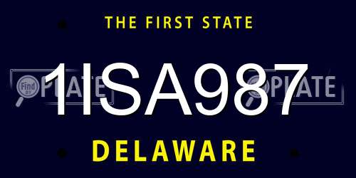 1ISA987 Delaware License Plate