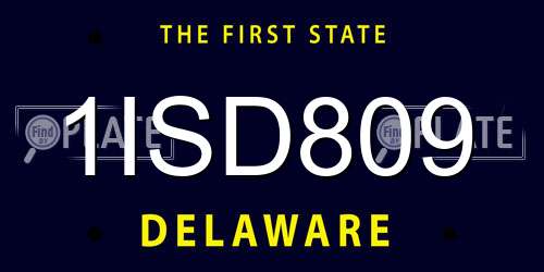 1ISD809 Delaware License Plate