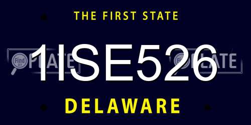 1ISE526 Delaware License Plate