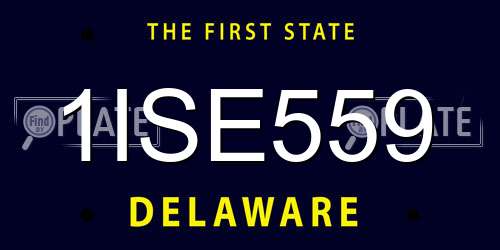1ISE559 Delaware License Plate