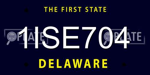 1ISE704 Delaware License Plate