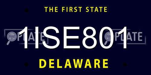 1ISE801 Delaware License Plate