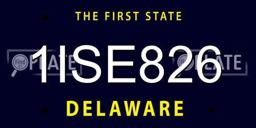 1ISE826 Delaware License Plate