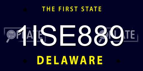 1ISE889 Delaware License Plate