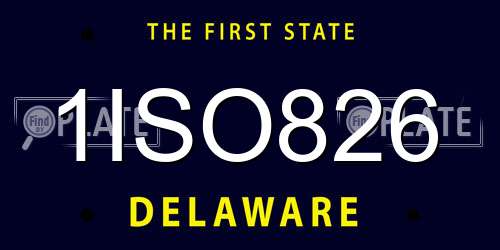 1ISO826 Delaware License Plate