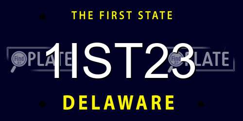 1IST23 Delaware License Plate