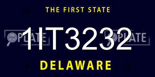 1IT3232 Delaware License Plate