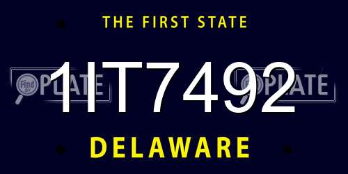1IT7492 Delaware License Plate