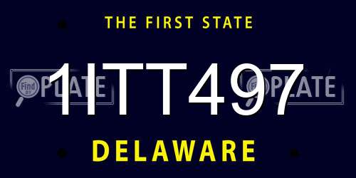 1ITT497 Delaware License Plate
