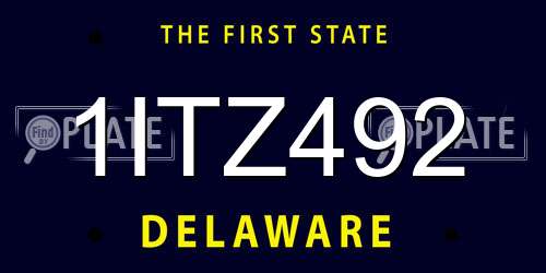1ITZ492 Delaware License Plate