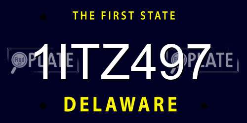 1ITZ497 Delaware License Plate