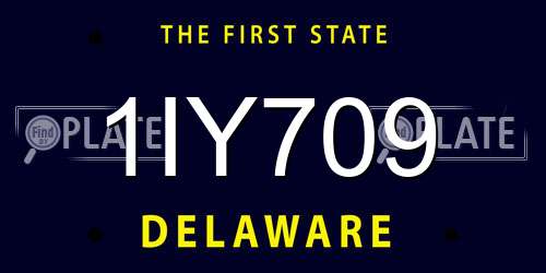1IY709 Delaware License Plate