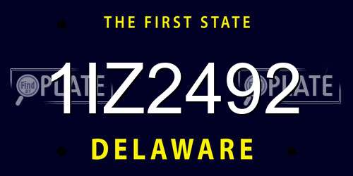 1IZ2492 Delaware License Plate