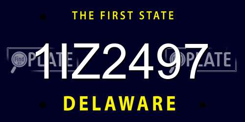 1IZ2497 Delaware License Plate