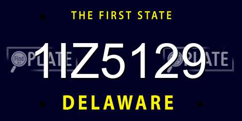 1IZ5129 Delaware License Plate