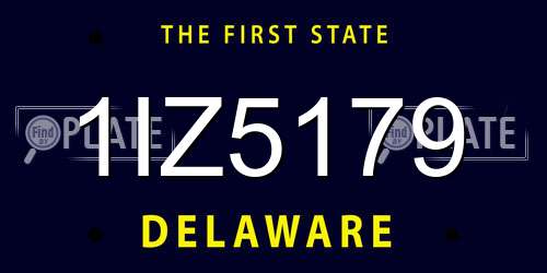 1IZ5179 Delaware License Plate