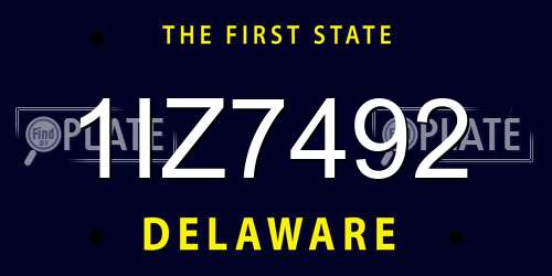 1IZ7492 Delaware License Plate