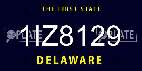 1IZ8129 Delaware License Plate
