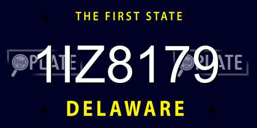 1IZ8179 Delaware License Plate