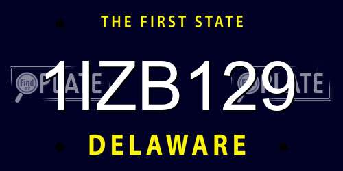 1IZB129 Delaware License Plate