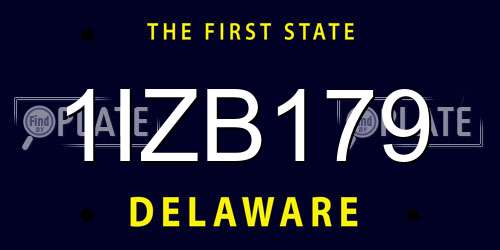 1IZB179 Delaware License Plate