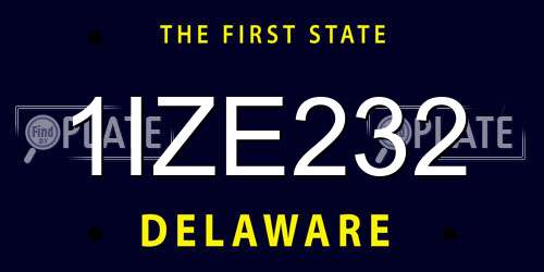 1IZE232 Delaware License Plate