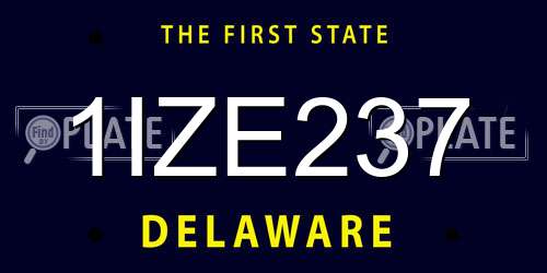 1IZE237 Delaware License Plate