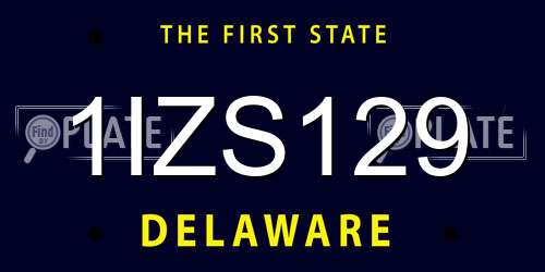 1IZS129 Delaware License Plate