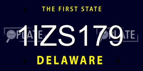 1IZS179 Delaware License Plate