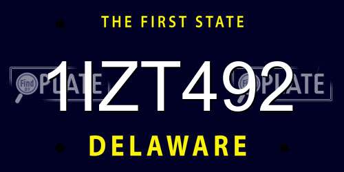 1IZT492 Delaware License Plate