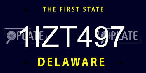 1IZT497 Delaware License Plate
