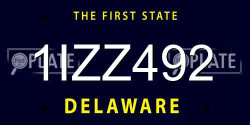 1IZZ492 Delaware License Plate