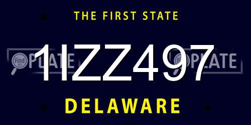 1IZZ497 Delaware License Plate