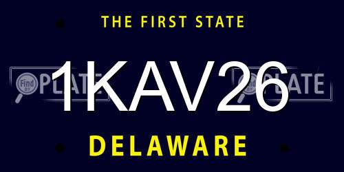 1KAV26 Delaware License Plate