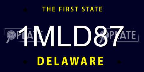 1MLD87 Delaware License Plate