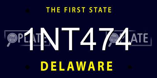 1NT474 Delaware License Plate