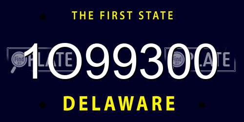 1O99300 Delaware License Plate