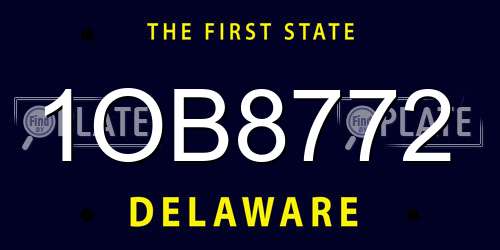 1OB8772 Delaware License Plate