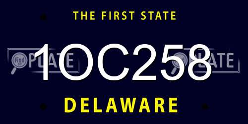 1OC258 Delaware License Plate