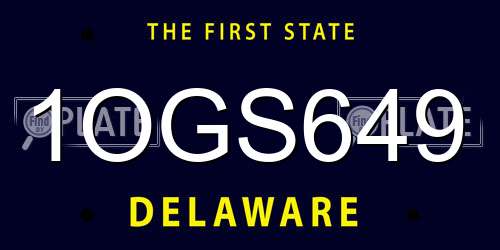1OGS649 Delaware License Plate