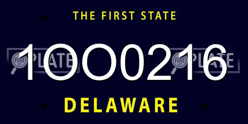 1OO0216 Delaware License Plate