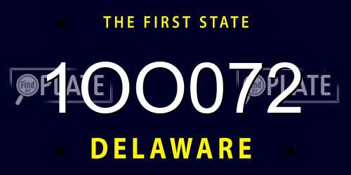 1OO072 Delaware License Plate